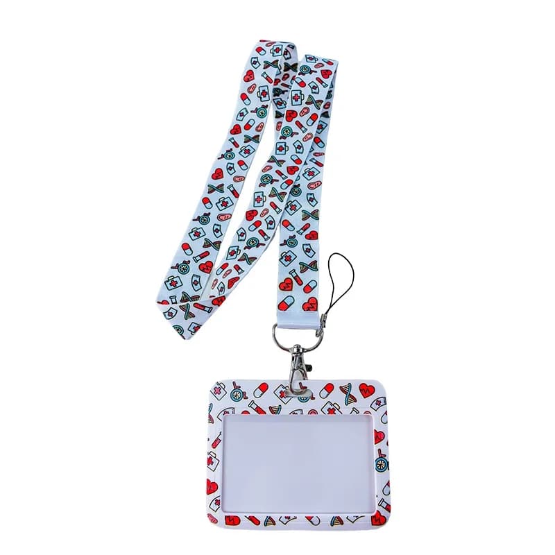 Porta Carnet Con Lanyard Modelo Corazones Y Píldoras