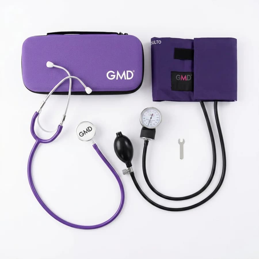 Kit de Tensiómetro y Fonendoscopio Doble Campana y estuche rígido Color Púrpura