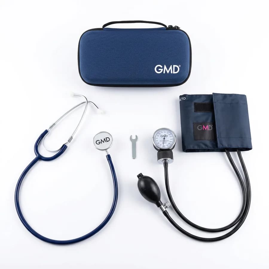 Kit Tensiómetro aneroide con Fonendoscopio Doble campana y estuche rígido color Azul Profundo