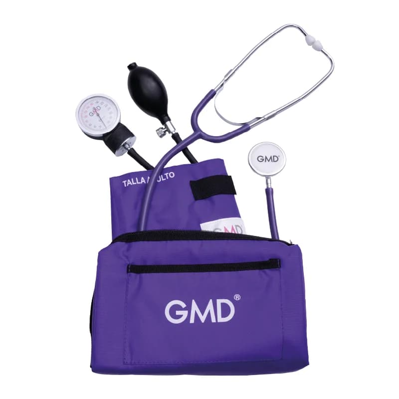 Kit De Tensiómetro Y Fonendoscopio Doble Campana Con Estuche Colors GMD Color Púrpura