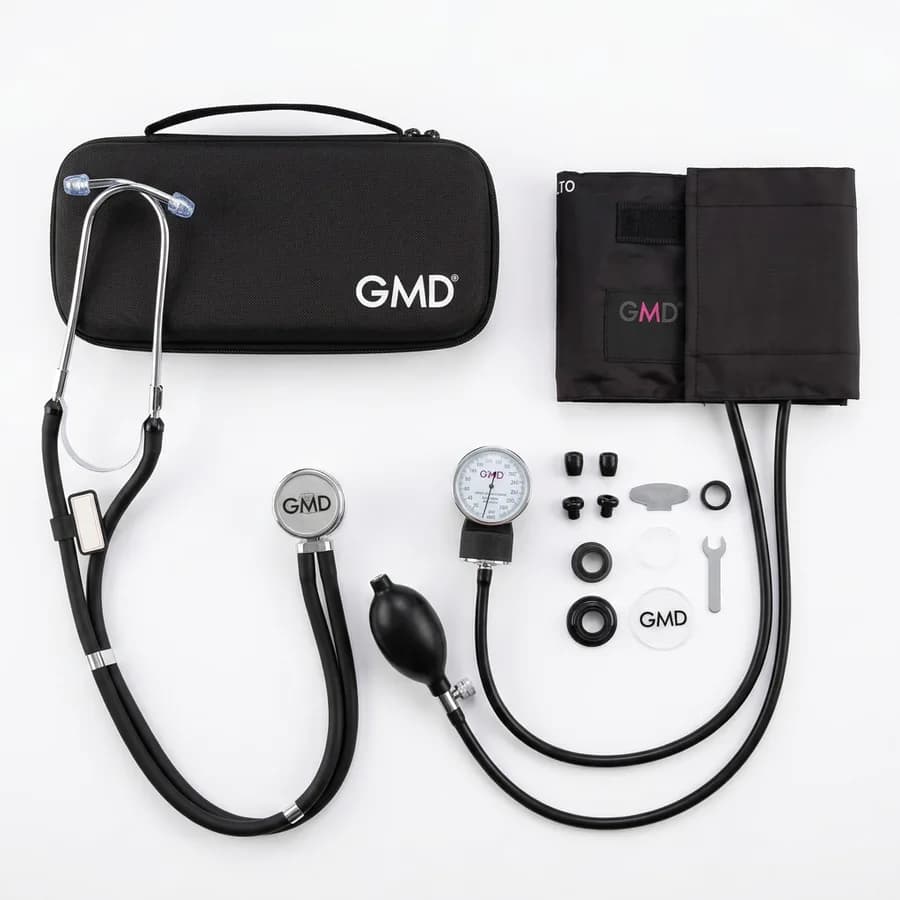 Kit tensiómetro Aneroide con fonendoscopio OIS 100 y estuche rígido color Negro