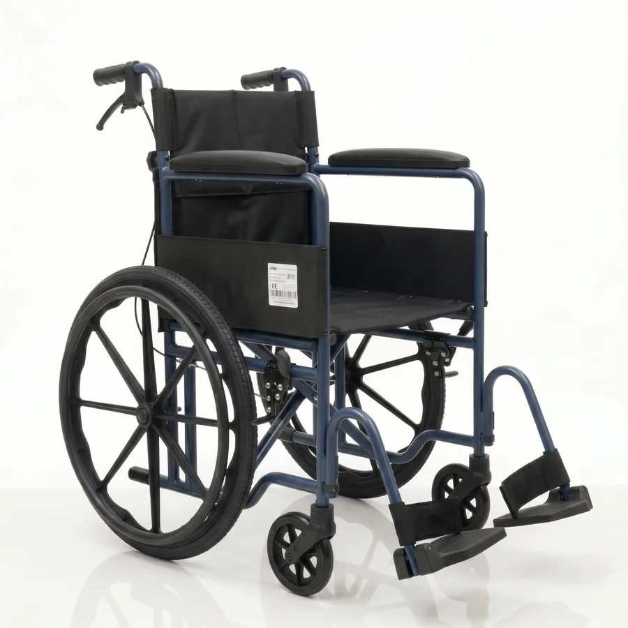 Silla De Ruedas Estándar en Acero con Rin Estrella 22" y Freno de Asistencia de 45,7 cm de ancho