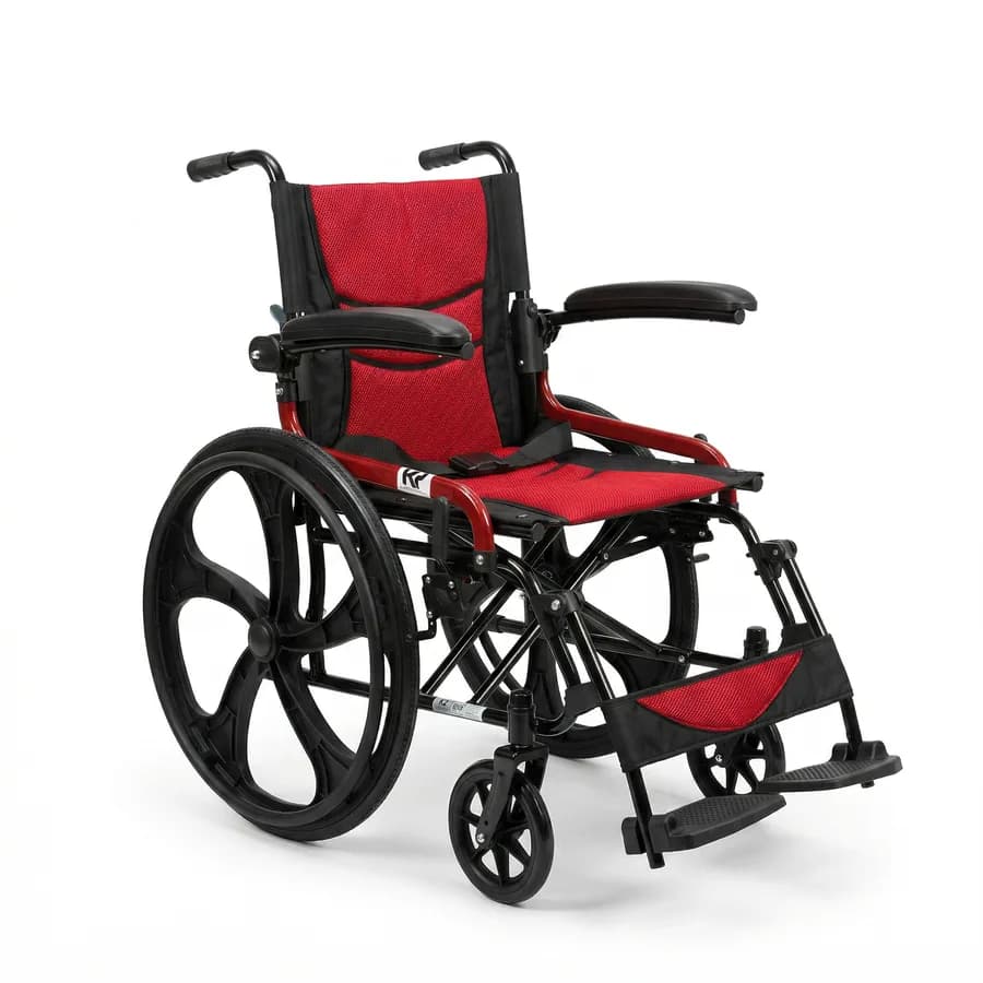 Silla De Ruedas Estándar en Acero Color Rojo de 46 cm de ancho