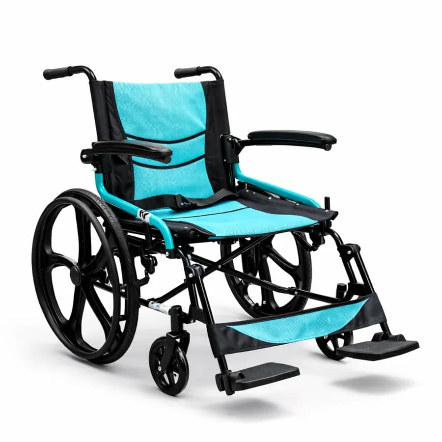 Silla De Ruedas Estándar en Acero Color Verde de 46 cm de ancho