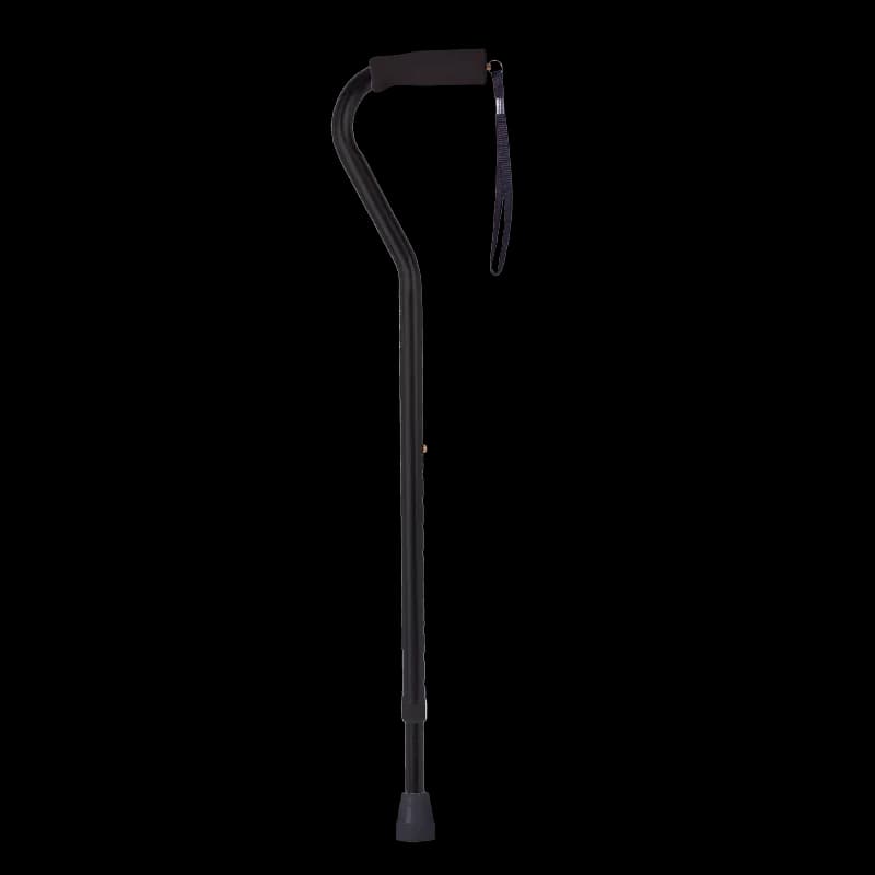 Bastón Cuello De Cisne Y Correa De Seguridad Color Negro Konfort Plus